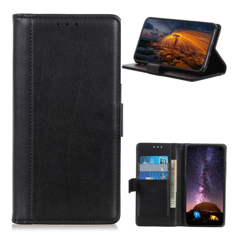 Etui Folio Samsung Galaxy A52 4G / A52 5G Czerwony Czarny Wersja Z Kolorowej Dwoiny Skórzanej