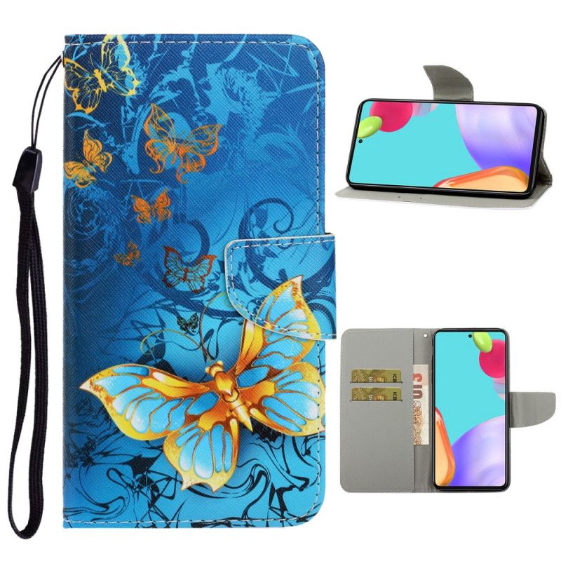 Etui Folio Samsung Galaxy A52 4G / A52 5G Granatowy Czarny Wersje Motylkowe Ze Stringami