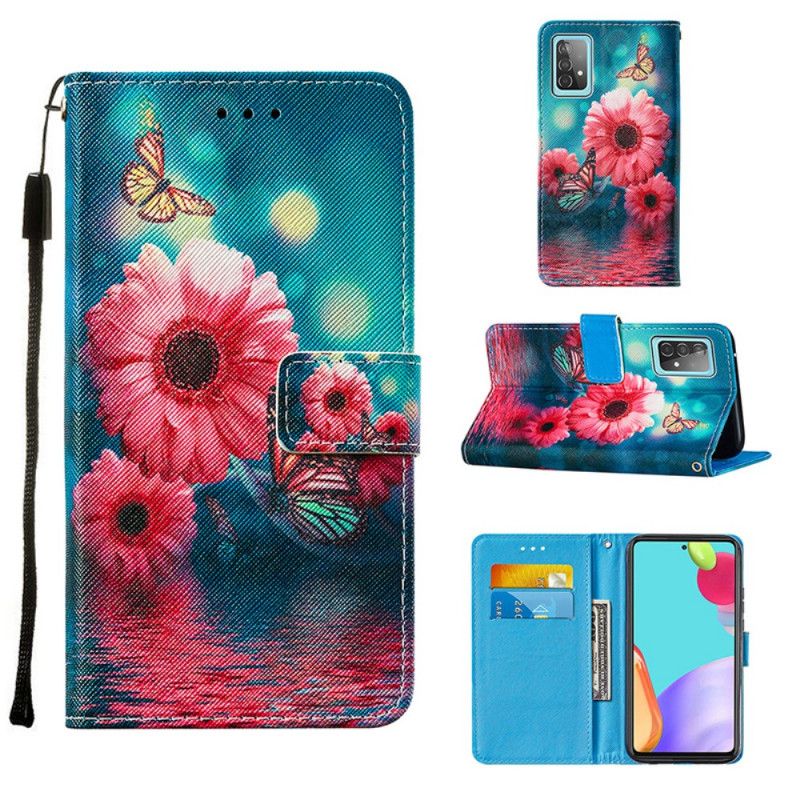 Etui Folio Samsung Galaxy A52 4G / A52 5G Kwiaty I Motyle Etui Ochronne