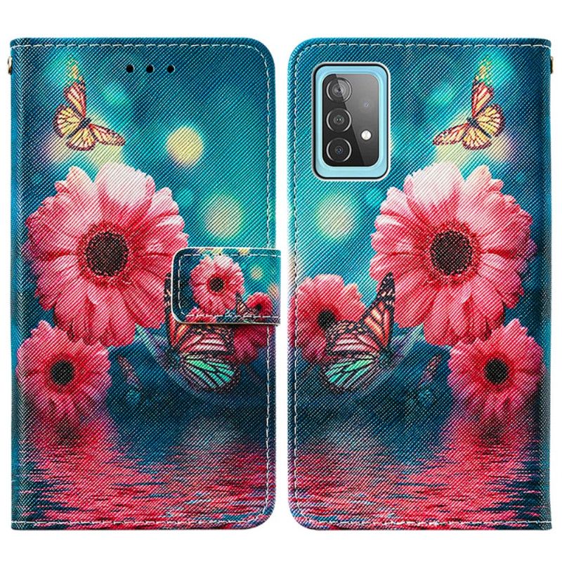 Etui Folio Samsung Galaxy A52 4G / A52 5G Kwiaty I Motyle Etui Ochronne