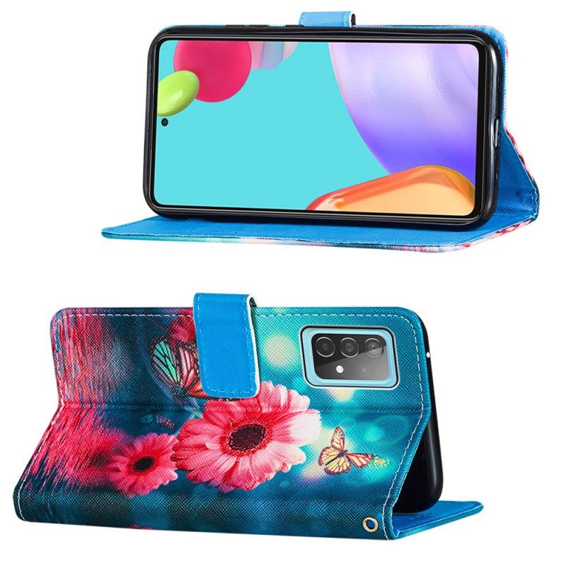 Etui Folio Samsung Galaxy A52 4G / A52 5G Kwiaty I Motyle Etui Ochronne