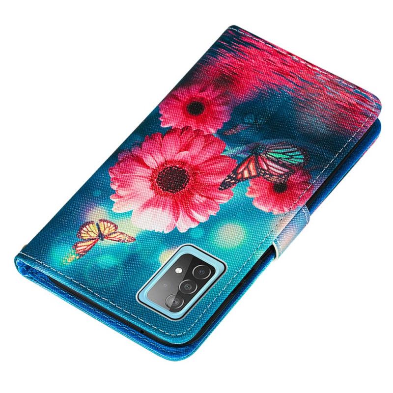 Etui Folio Samsung Galaxy A52 4G / A52 5G Kwiaty I Motyle Etui Ochronne