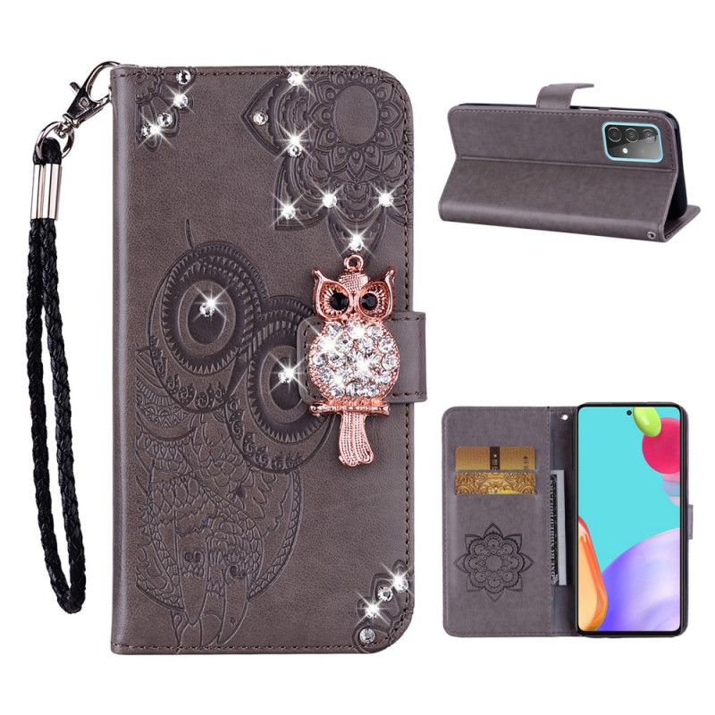 Etui Folio Samsung Galaxy A52 4G / A52 5G Magenta Szary Mandala I Urok Sowy Etui Ochronne