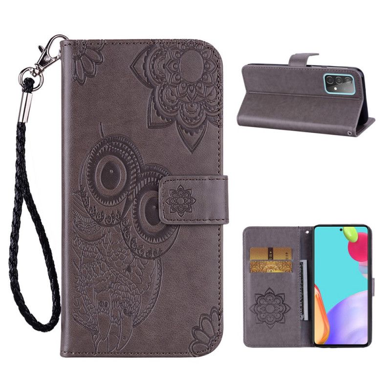 Etui Folio Samsung Galaxy A52 4G / A52 5G Magenta Szary Mandala Sowa I Stringi