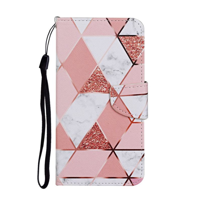 Etui Folio Samsung Galaxy A52 4G / A52 5G Marmur I Cekiny Z Paskiem