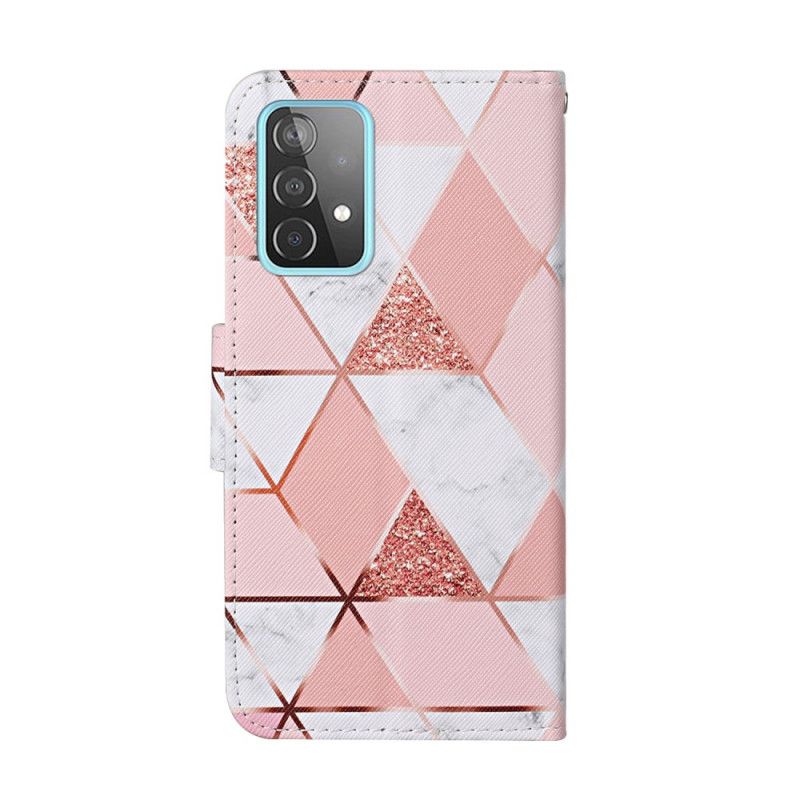 Etui Folio Samsung Galaxy A52 4G / A52 5G Marmur I Cekiny Z Paskiem