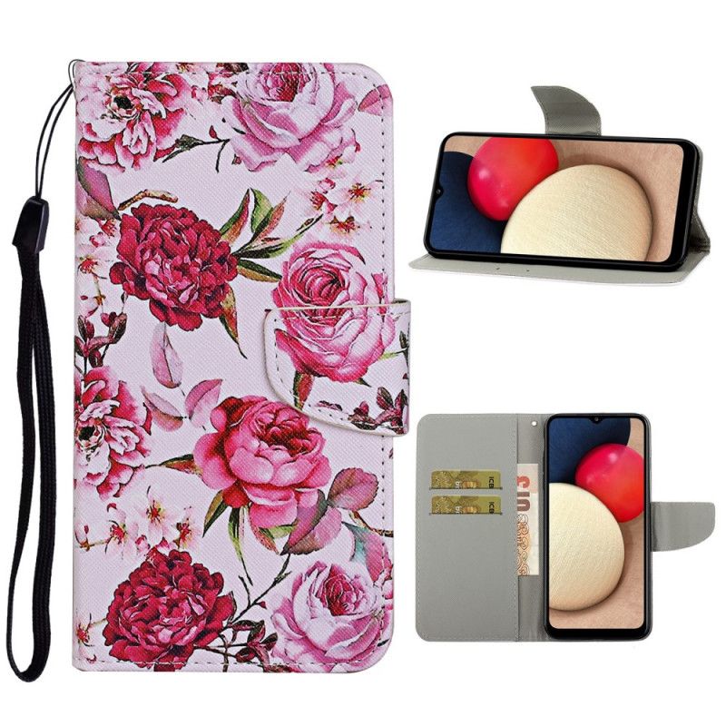 Etui Folio Samsung Galaxy A52 4G / A52 5G Mistrzowskie Kwiaty Ze Stringami Etui Ochronne