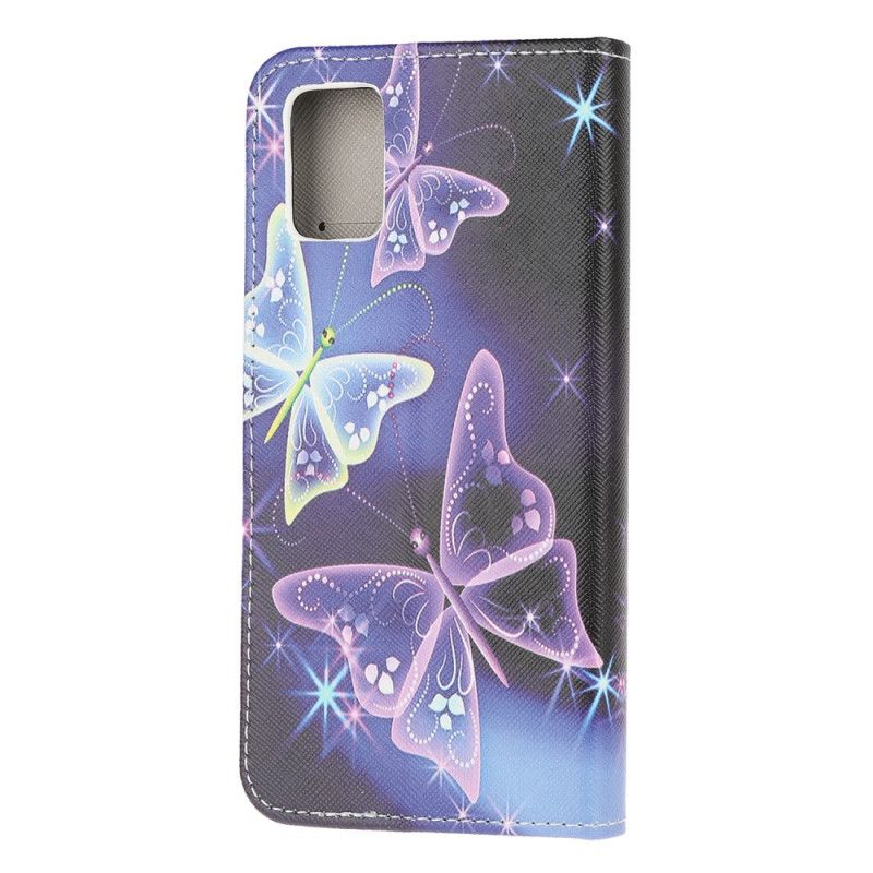 Etui Folio Samsung Galaxy A52 4G / A52 5G Neonowe Motyle Etui Ochronne