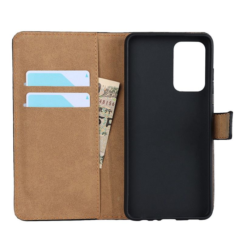 Etui Folio Samsung Galaxy A52 4G / A52 5G Portfel Z Prawdziwej Skóry