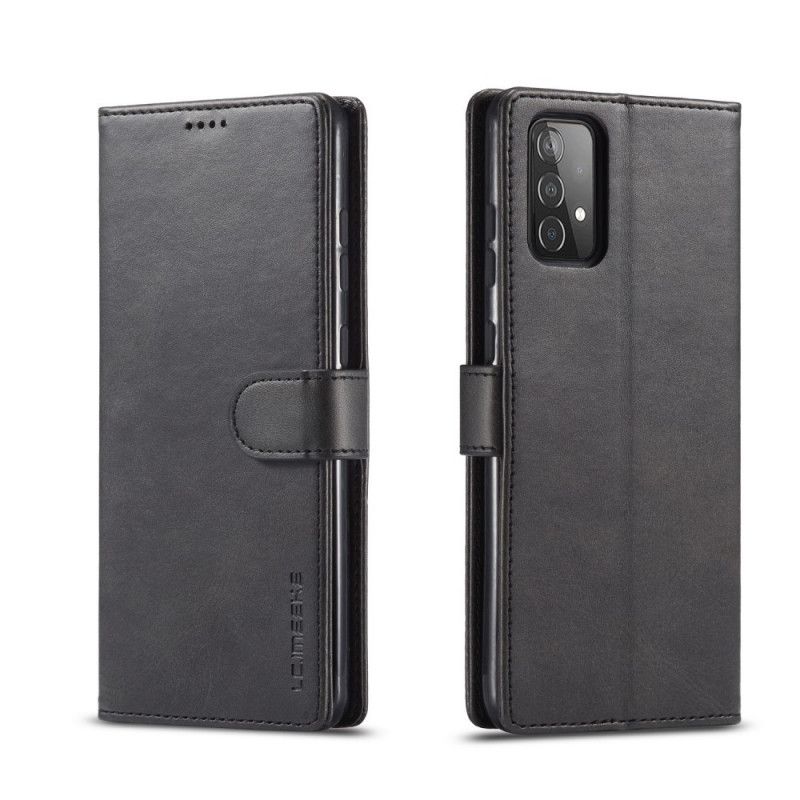 Etui Folio Samsung Galaxy A52 4G / A52 5G Szary Czarny Lc.Imeeke Efekt Skóry