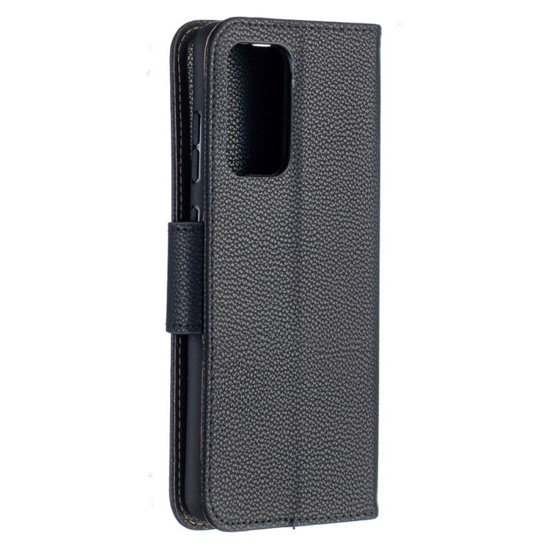 Etui Folio Samsung Galaxy A52 4G / A52 5G Szary Czarny Liczi Ukośny Płatek Etui Ochronne