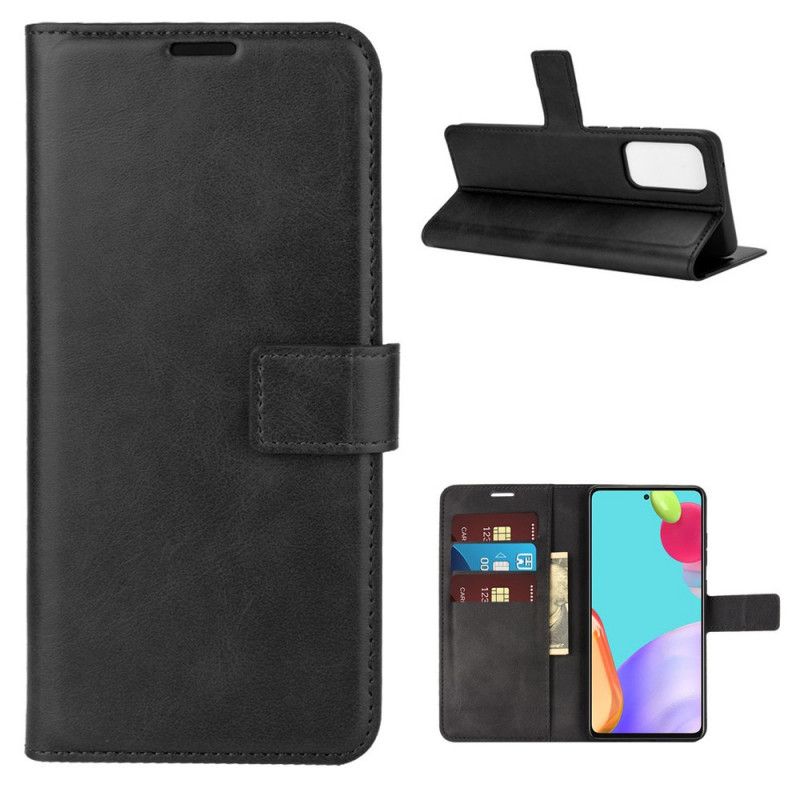 Etui Folio Samsung Galaxy A52 4G / A52 5G Szary Czarny Smukła Imitacja Skóry Etui Ochronne