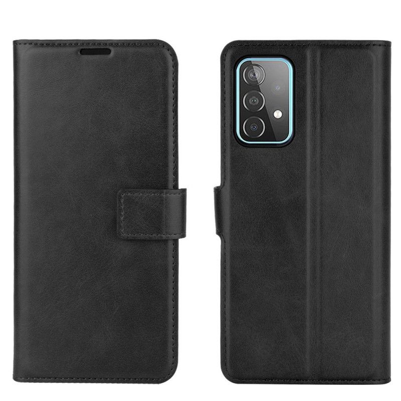 Etui Folio Samsung Galaxy A52 4G / A52 5G Szary Czarny Smukła Imitacja Skóry Etui Ochronne