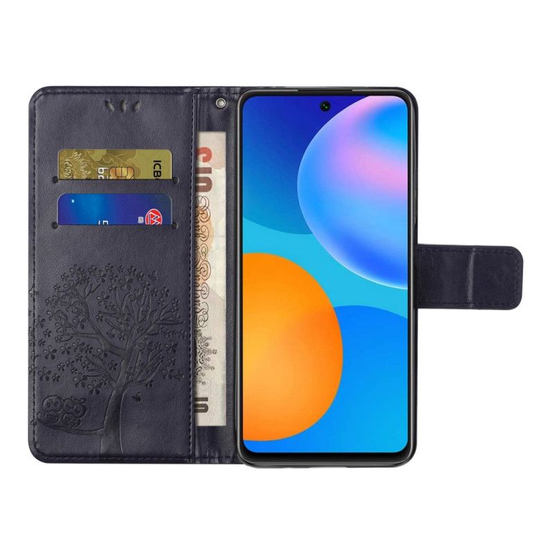 Etui Folio Samsung Galaxy A52 4G / A52 5G Szary Czarny Sowy Drzewne I Stringi