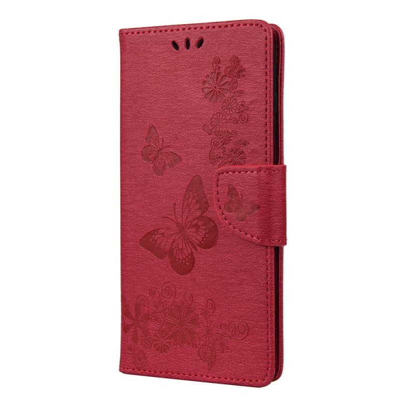 Etui Folio Samsung Galaxy A52 4G / A52 5G Szary Czarny Wspaniałe Motyle Stringi