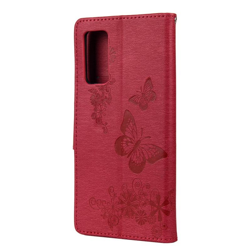 Etui Folio Samsung Galaxy A52 4G / A52 5G Szary Czarny Wspaniałe Motyle Stringi