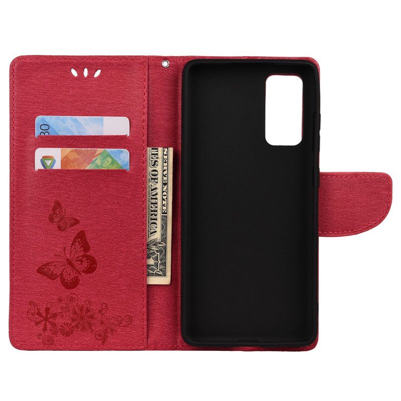 Etui Folio Samsung Galaxy A52 4G / A52 5G Szary Czarny Wspaniałe Motyle Stringi