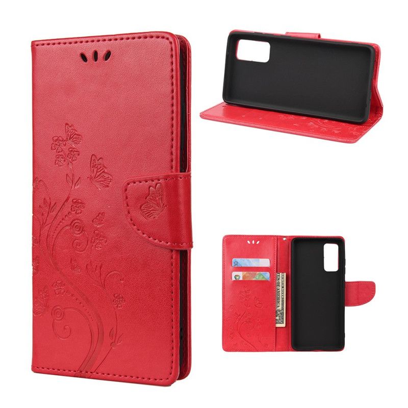 Etui Folio Samsung Galaxy A52 4G / A52 5G Szary Czarny Zaczarowane Motyle Etui Ochronne