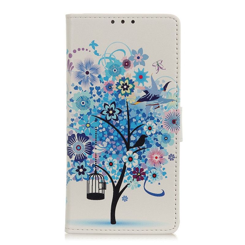 Etui Folio Samsung Galaxy A52 4G / A52 5G Zielony Pomarańczowy Kwitnące Drzewo