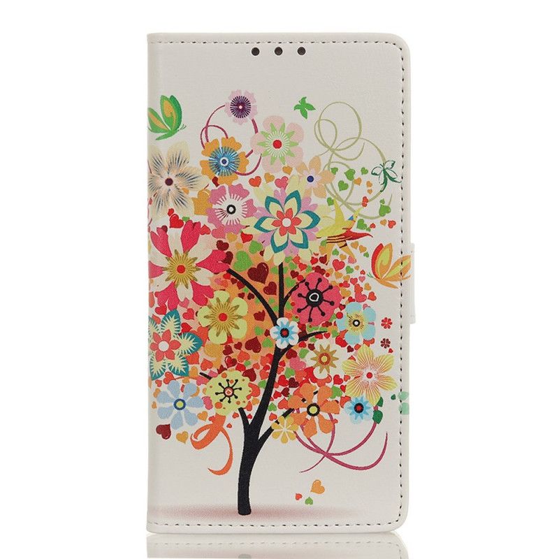 Etui Folio Samsung Galaxy A52 4G / A52 5G Zielony Pomarańczowy Kwitnące Drzewo