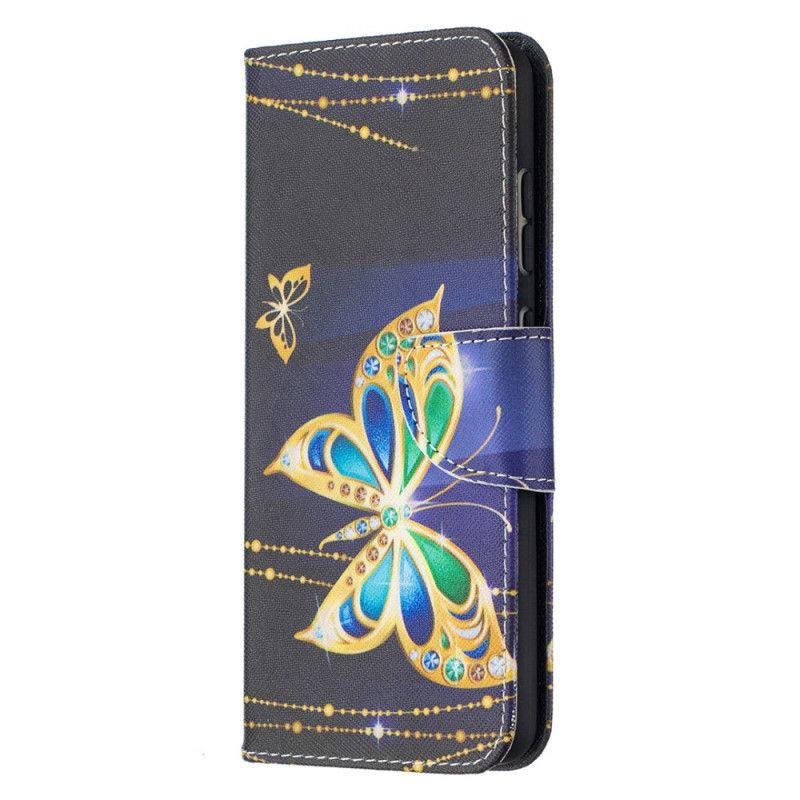 Etui Folio Samsung Galaxy A52 4G / A52 5G Złote Motyle Etui Ochronne