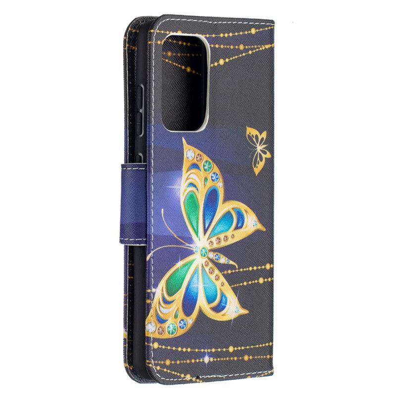 Etui Folio Samsung Galaxy A52 4G / A52 5G Złote Motyle Etui Ochronne