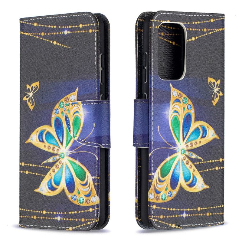 Etui Folio Samsung Galaxy A52 4G / A52 5G Złote Motyle Etui Ochronne