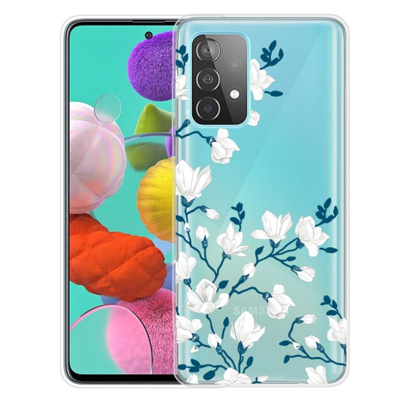 Etui Samsung Galaxy A52 4G / A52 5G Białe Kwiaty Etui Ochronne