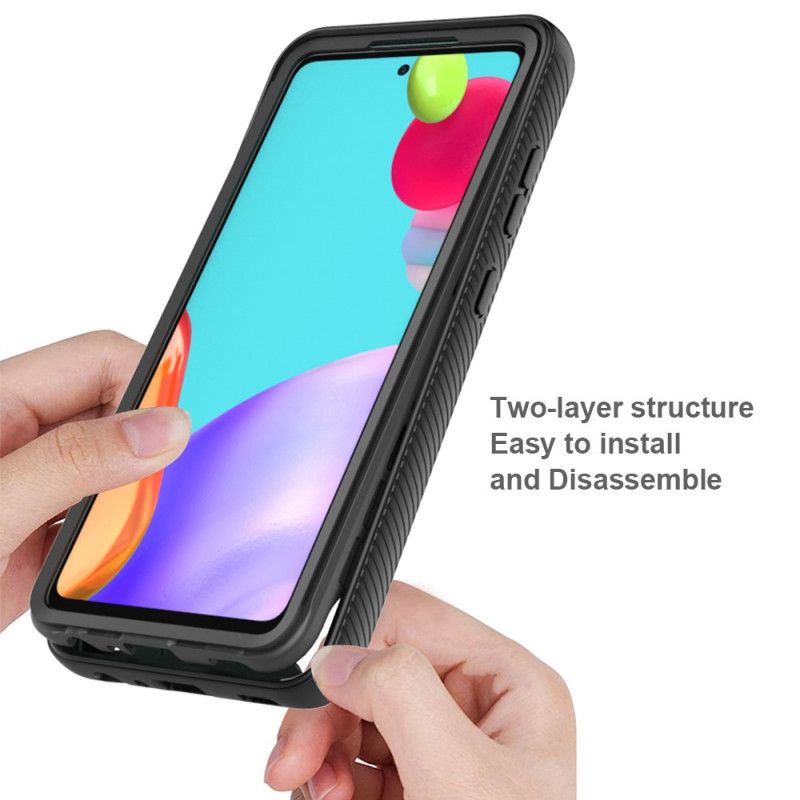 Etui Samsung Galaxy A52 4G / A52 5G Biały Czarny Hybrydowa Silikonowa Konstrukcja Obręczy Etui Ochronne