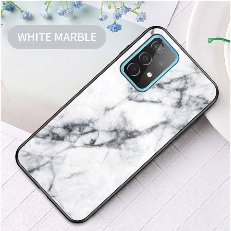 Etui Samsung Galaxy A52 4G / A52 5G Biały Czarny Szkło Hartowane W Kolorze Marmuru