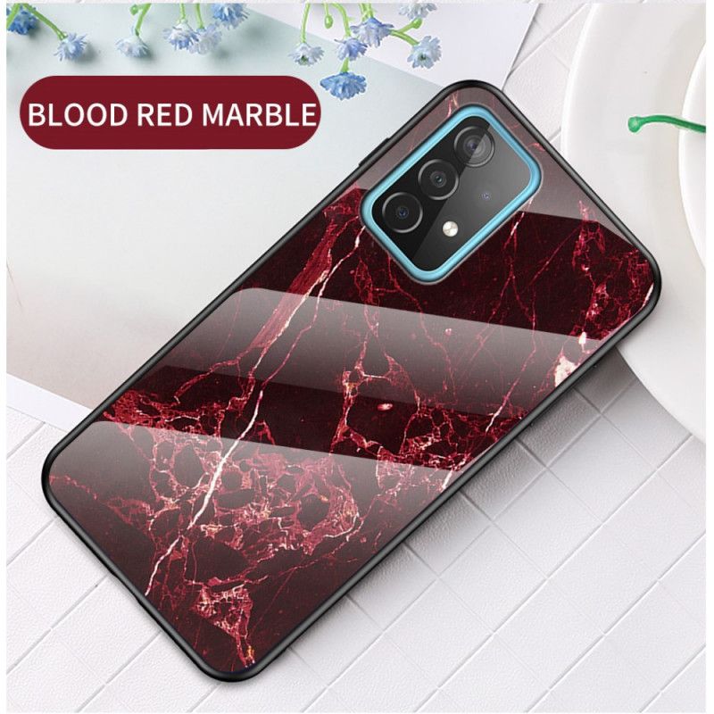 Etui Samsung Galaxy A52 4G / A52 5G Biały Czarny Szkło Hartowane W Kolorze Marmuru