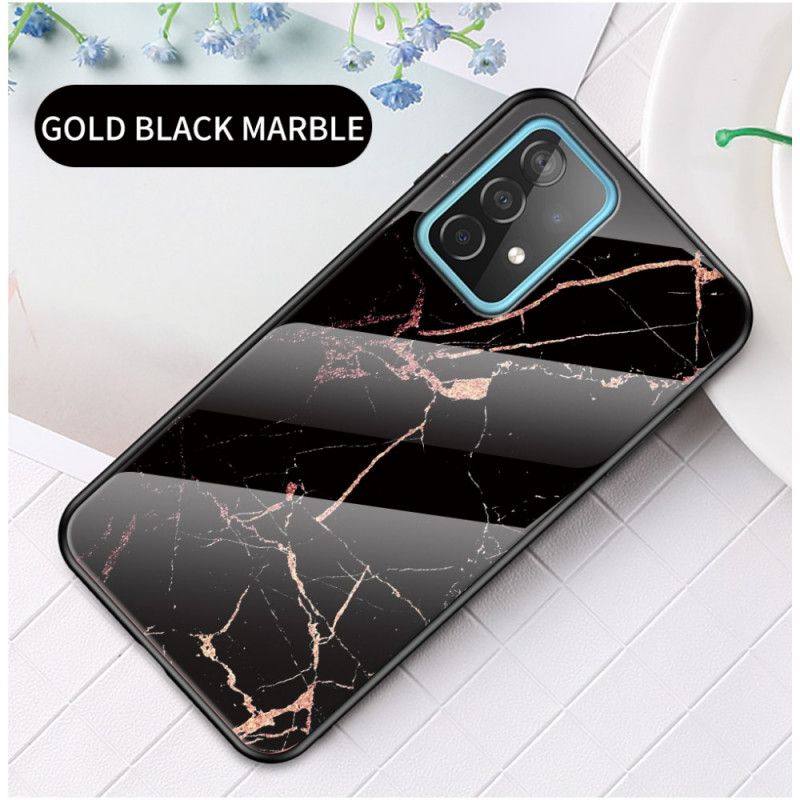 Etui Samsung Galaxy A52 4G / A52 5G Biały Czarny Szkło Hartowane W Kolorze Marmuru