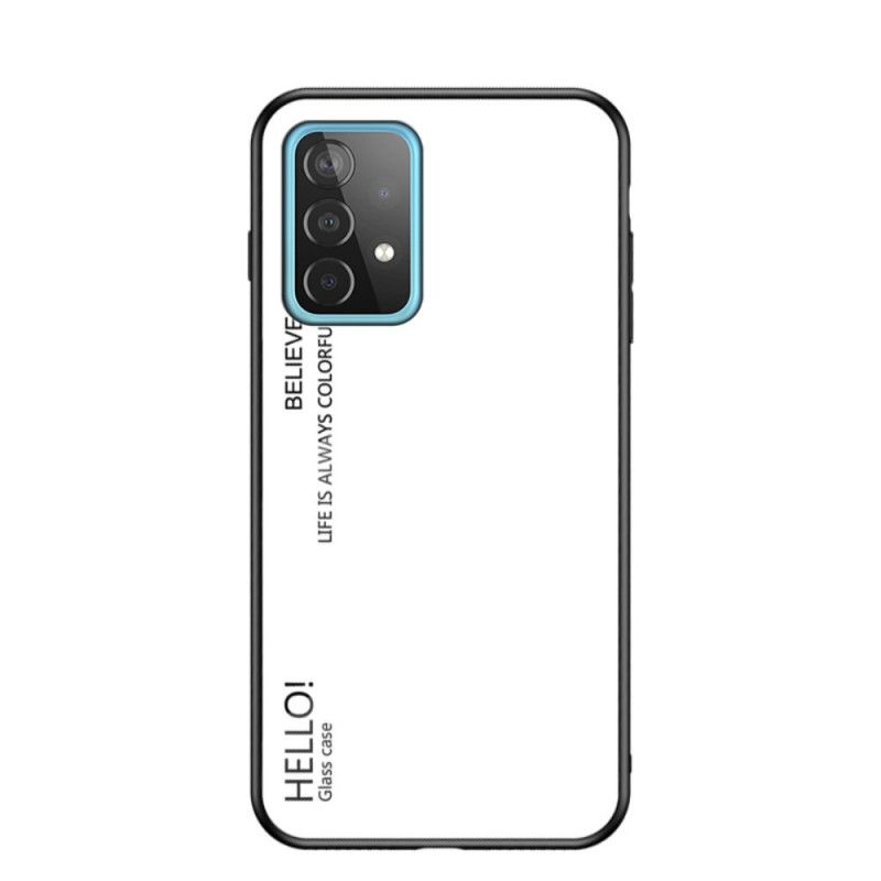 Etui Samsung Galaxy A52 4G / A52 5G Biały Czarny Witam Szkło Hartowane Etui Ochronne