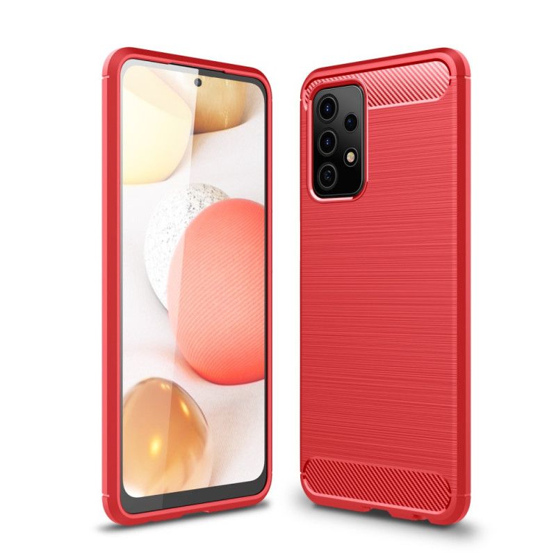 Etui Samsung Galaxy A52 4G / A52 5G Czerwony Czarny Szczotkowane Włókno Węglowe