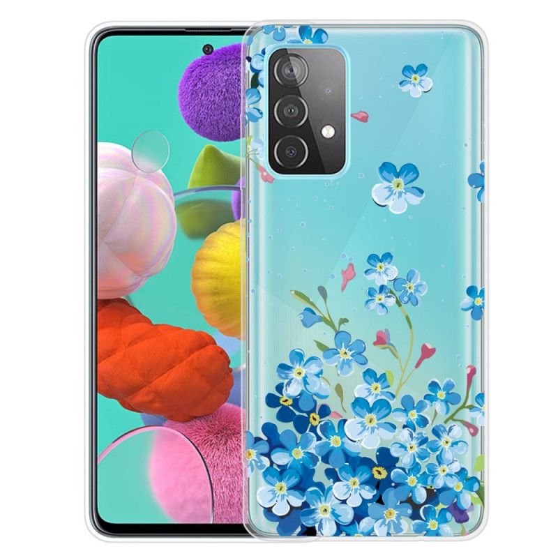 Etui Samsung Galaxy A52 4G / A52 5G Niebieskie Kwiaty Etui Ochronne