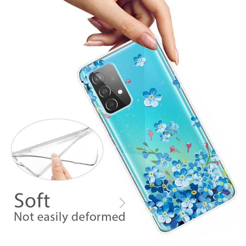 Etui Samsung Galaxy A52 4G / A52 5G Niebieskie Kwiaty Etui Ochronne