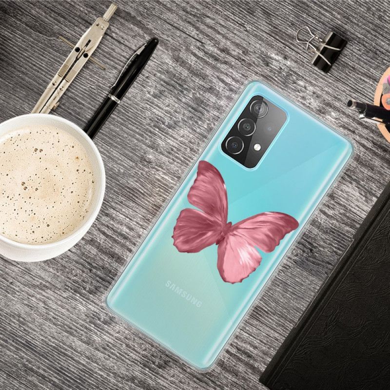 Etui Samsung Galaxy A52 4G / A52 5G Różowe Złoto Ciemnoniebieski Dzikie Motyle