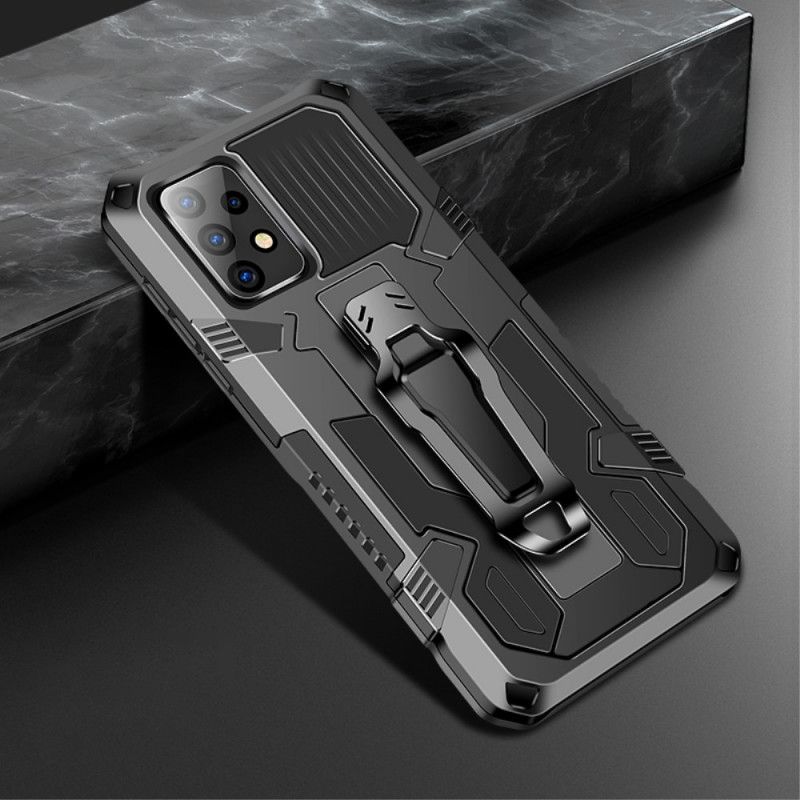 Etui Samsung Galaxy A52 4G / A52 5G Szary Czarny Zdejmowany Uchwyt Na Klips Etui Ochronne