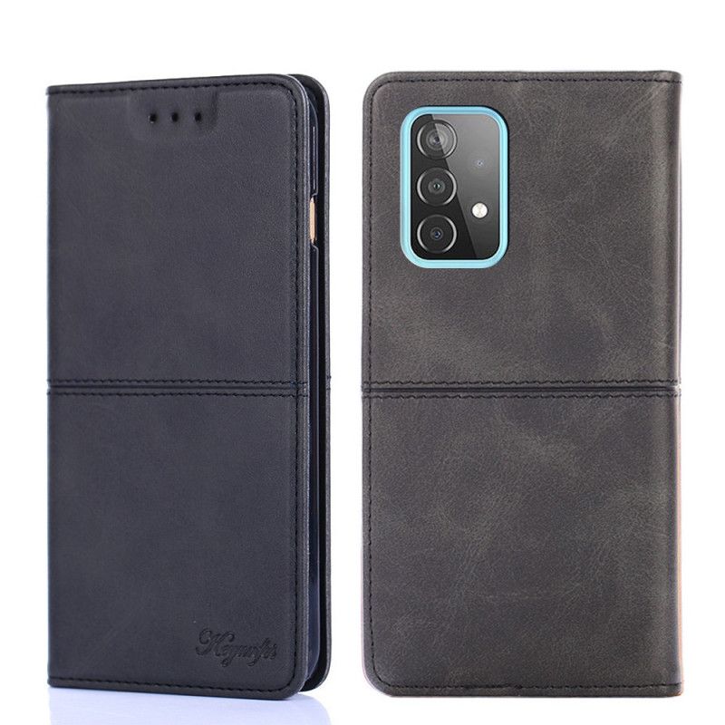 Flip Kotelot Samsung Galaxy A52 4G / A52 5G Czerwony Czarny Styl Couture Ze Skóry Etui Ochronne