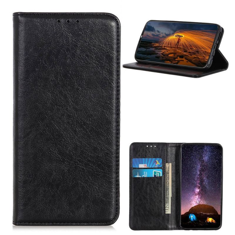 Flip Kotelot Samsung Galaxy A52 4G / A52 5G Czerwony Czarny Tekstura Dwoiny Skóry Etui Ochronne