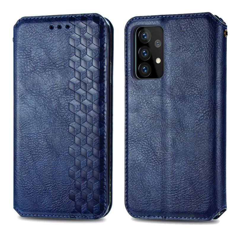 Flip Kotelot Samsung Galaxy A52 4G / A52 5G Szary Czarny Efekt Skóry O Fakturze Diamentu Etui Ochronne