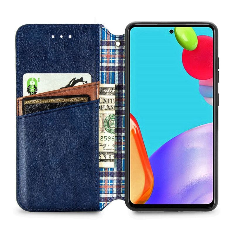 Flip Kotelot Samsung Galaxy A52 4G / A52 5G Szary Czarny Efekt Skóry O Fakturze Diamentu Etui Ochronne