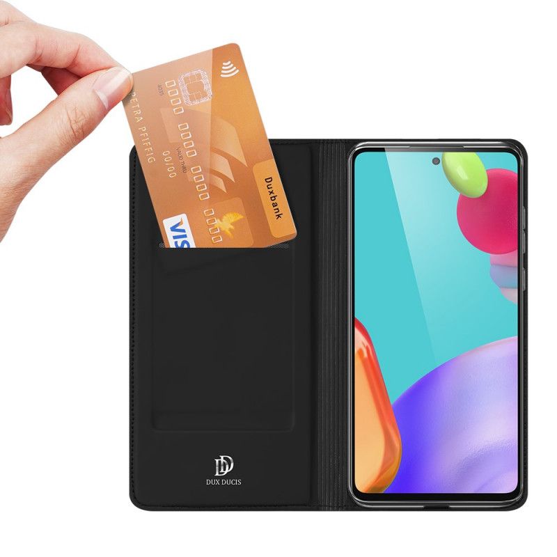 Flip Kotelot Samsung Galaxy A52 4G / A52 5G Złoty Czarny Skóra Pro Dux Ducis