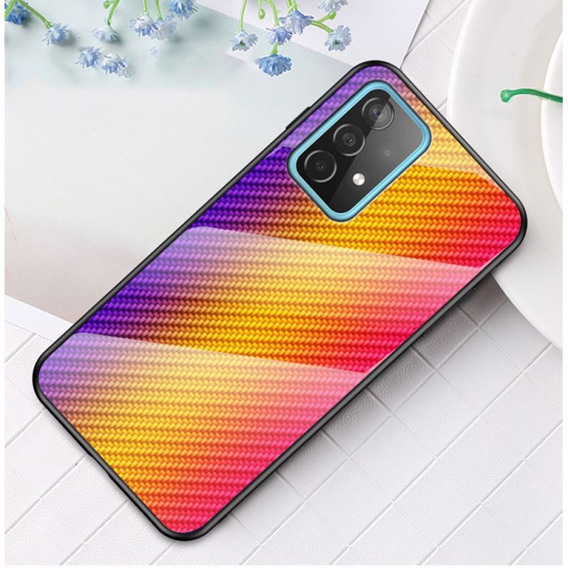 Futerały Samsung Galaxy A52 4G / A52 5G Magenta Czarny Etui na Telefon Szkło Hartowane Z Włókna Węglowego