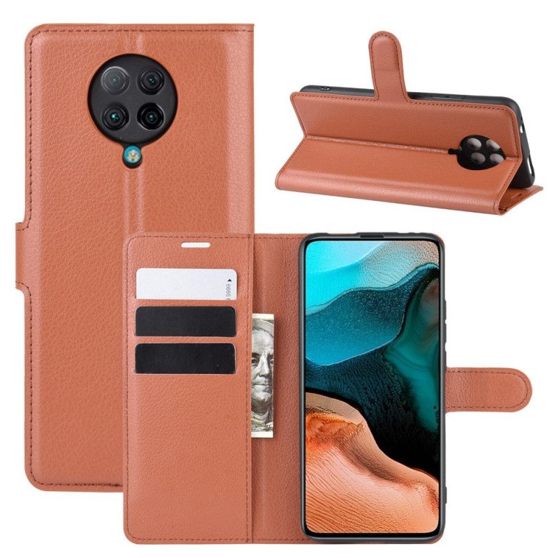 Etui Folio Xiaomi Poco F2 Pro Biały Czarny Klasyczna Sztuczna Skóra