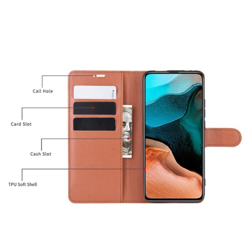 Etui Folio Xiaomi Poco F2 Pro Biały Czarny Klasyczna Sztuczna Skóra