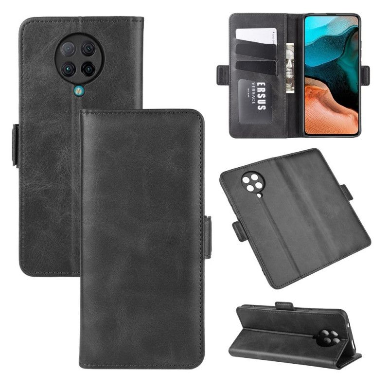 Etui Folio Xiaomi Poco F2 Pro Granatowy Czerwony Podwójna Klapa Etui Ochronne