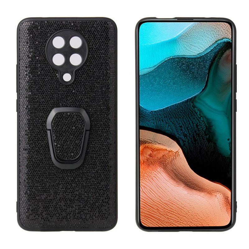 Etui Xiaomi Poco F2 Pro Czarny Brokatowy Uchwyt Na Pierścionek Etui Ochronne