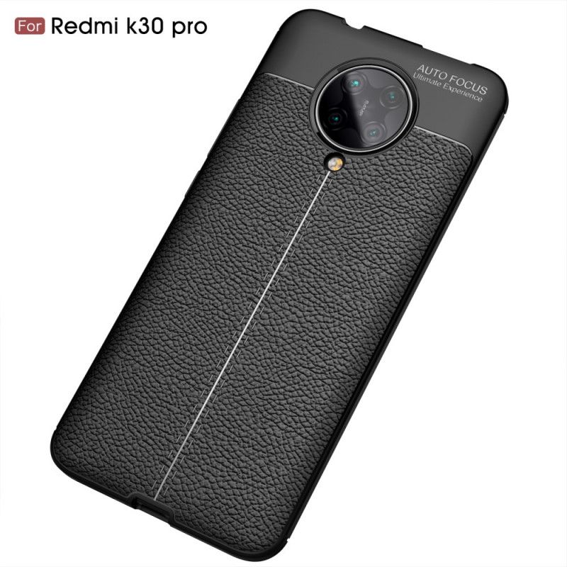 Etui Xiaomi Poco F2 Pro Czerwony Czarny Efekt Skóry Z Podwójną Linią Liczi Etui Ochronne