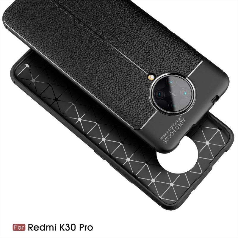 Etui Xiaomi Poco F2 Pro Czerwony Czarny Efekt Skóry Z Podwójną Linią Liczi Etui Ochronne